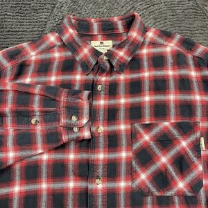 Woolrich Men's XXL Button Up Flannel Shirt Red Black Plaid Long Sleeve Cotton
